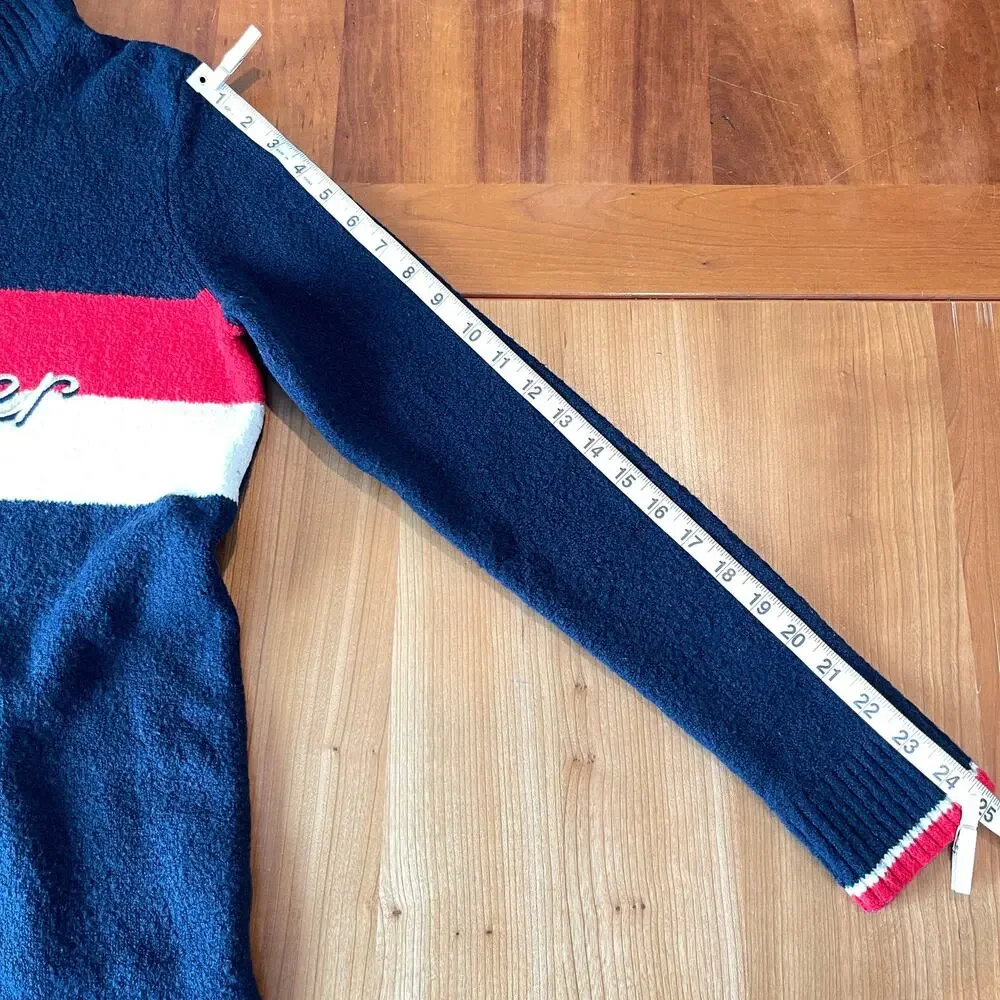 Tommy Hilfiger Quarter Zip Sweater Men’s Medium Navy Red White Logo Pullover